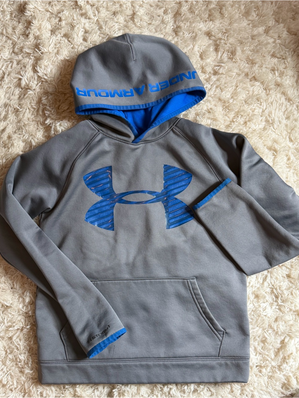 Under Armour Gray Hoodie with Blue Logo Accents